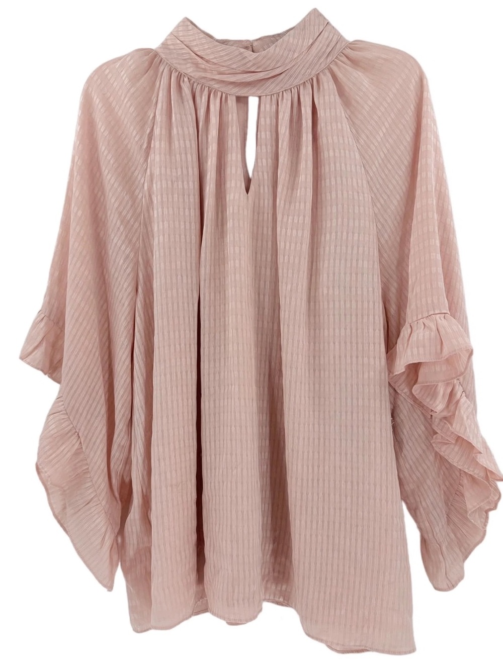 NWT Vince Camuto Pink Mock Neck Ruffle Sleeve Blouse Top 2X - Picture 2 of 10